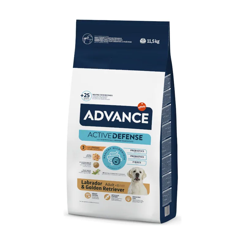 Advance 11.5 kg Active Defense Adult Labrador & Golden Retriever Pollo y Arroz pienso