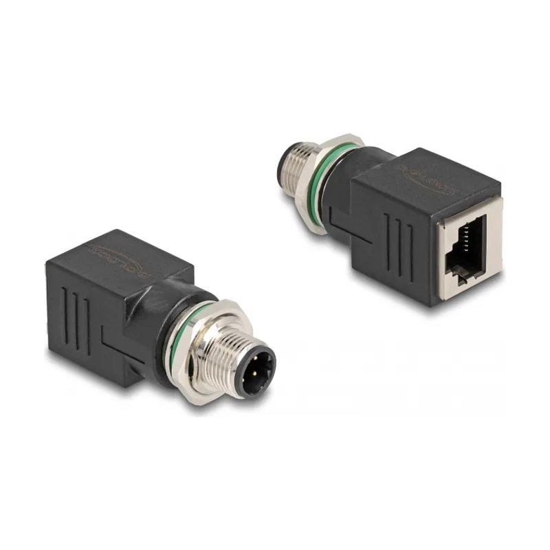 M12 Adaptador D-codificado 4 pines macho a RJ45 hembra recto