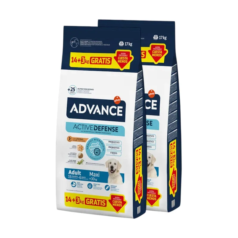 Advance 34 kg 28 + 6 kg Active Defense Maxi Adult pollo y arroz pienso