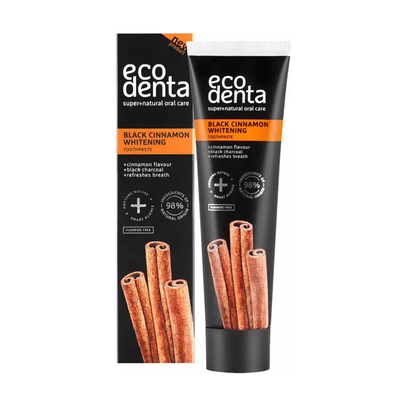 Pasta de dientes de carbón activado Dientes blancos sin flúor I Pasta de dientes de carbón negro blanqueamiento dental I Black Cinnamon Activated Charcoal Teeth Whitening Toothpaste