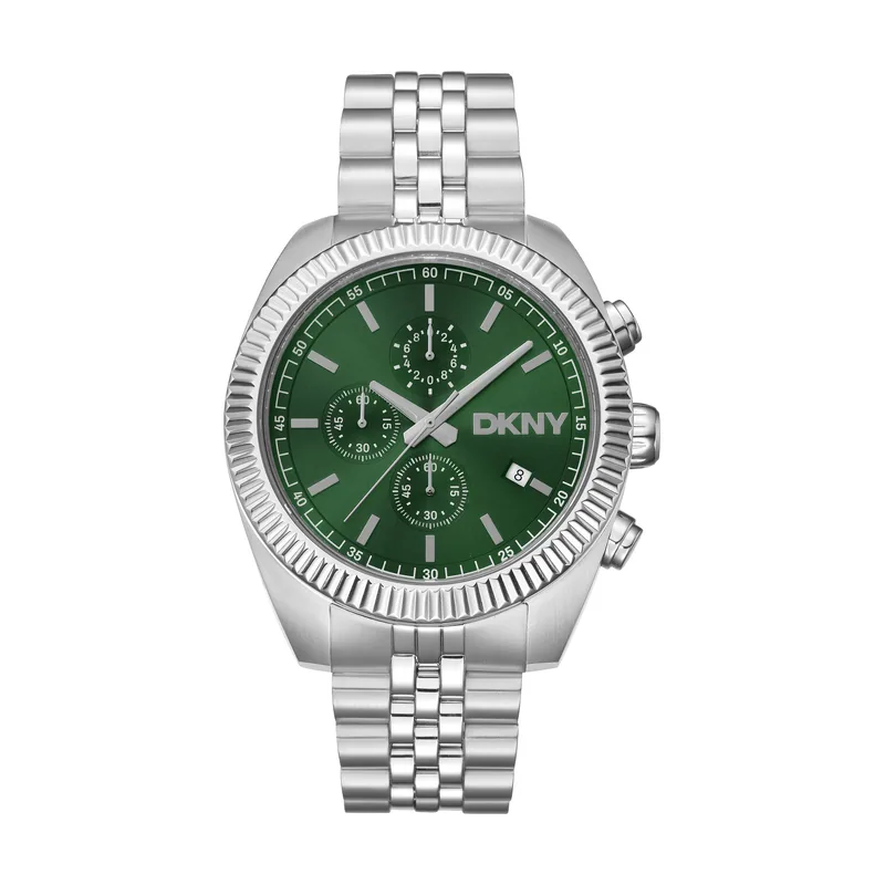 DK1G134M0085 correa Gris plata Dial Verde botella Hombre
