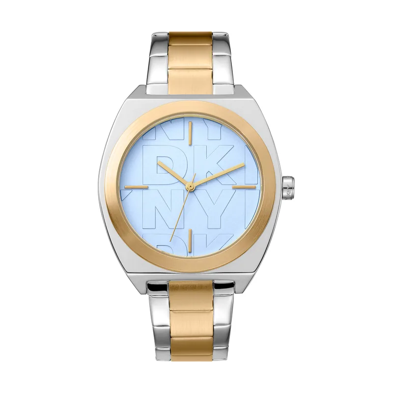 Dkny DK1L039M0055 correa Gris plata Oro amarillo Dial Azul luminoso Mujer