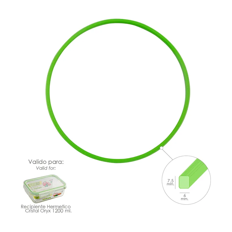 Anillo Silicona Para Recipiente Hermetico Cristal Rectangular 1.200 ml.