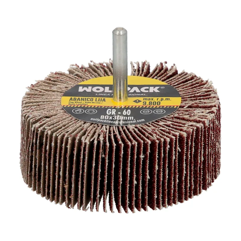 Wolfpack Linea Profesional Abanico lija grano 60 medida ø 80 x 30 mm.