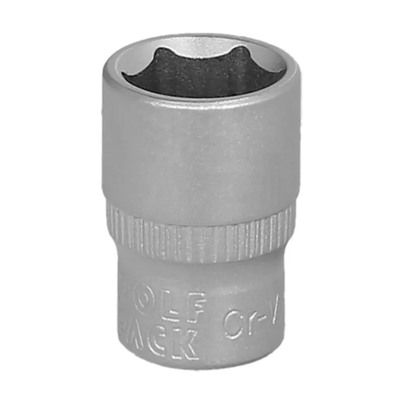 Wolfpack Linea Profesional Llave Vaso 1/4" Hexagonal 12 mm. Perfil de 6 caras. Acero Cromo Vanadio
