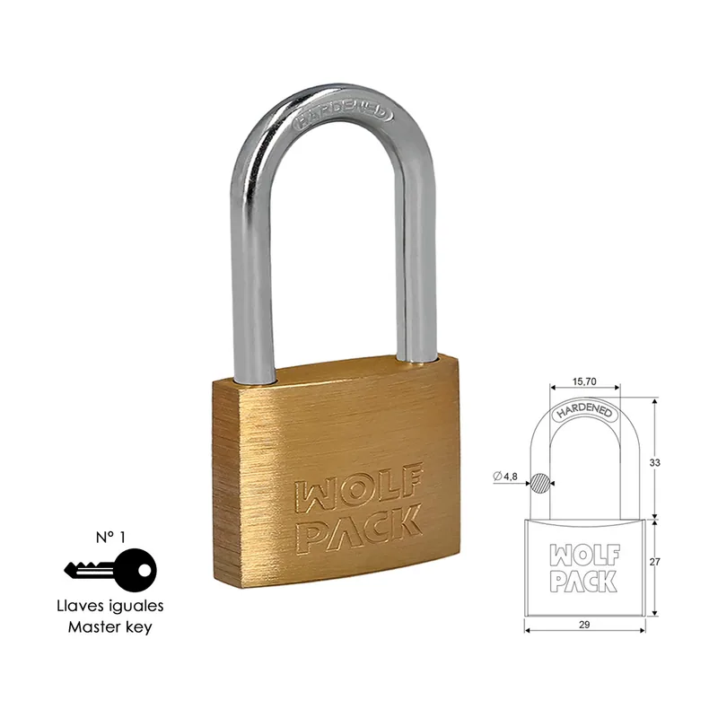 Wolfpack Linea Profesional Candado Laton Arco Largo Llaves Iguales 30 mm. Nº1