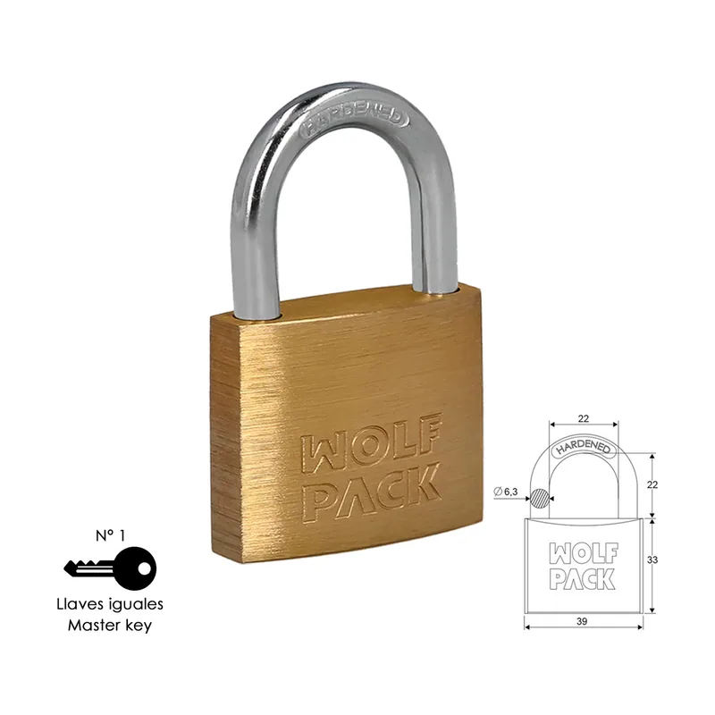 Wolfpack Linea Profesional Candado Laton Arco Normal Llaves Iguales 40 mm. Nº1