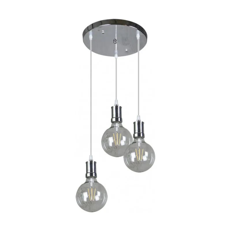 FABRILAMP Lampara Prisco 3xe27 Cromo/transparente Bombillas Incluidas
