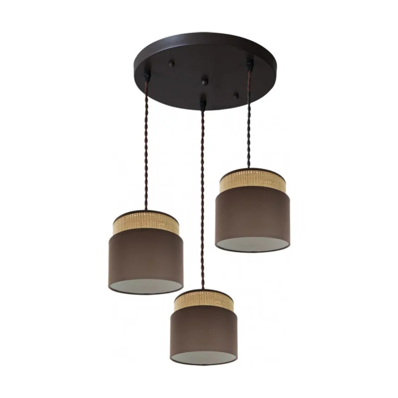 FABRILAMP Plafon marron/natural modelo Kandy 3l Regulable