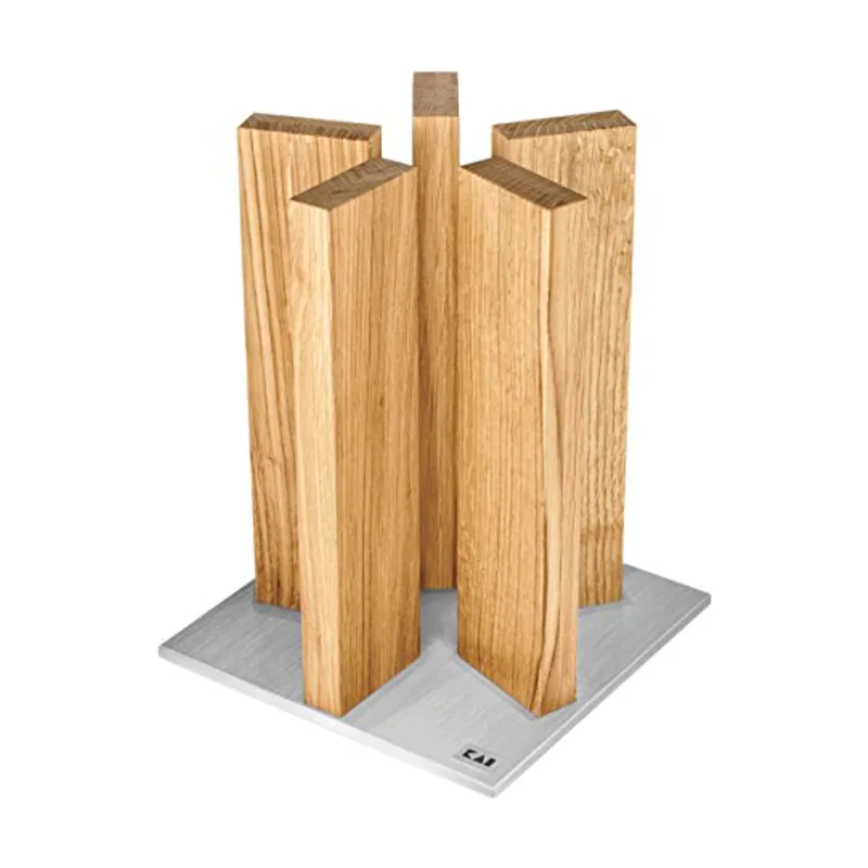 Bloque de cuchillos magnético Stonehenge de roble con base