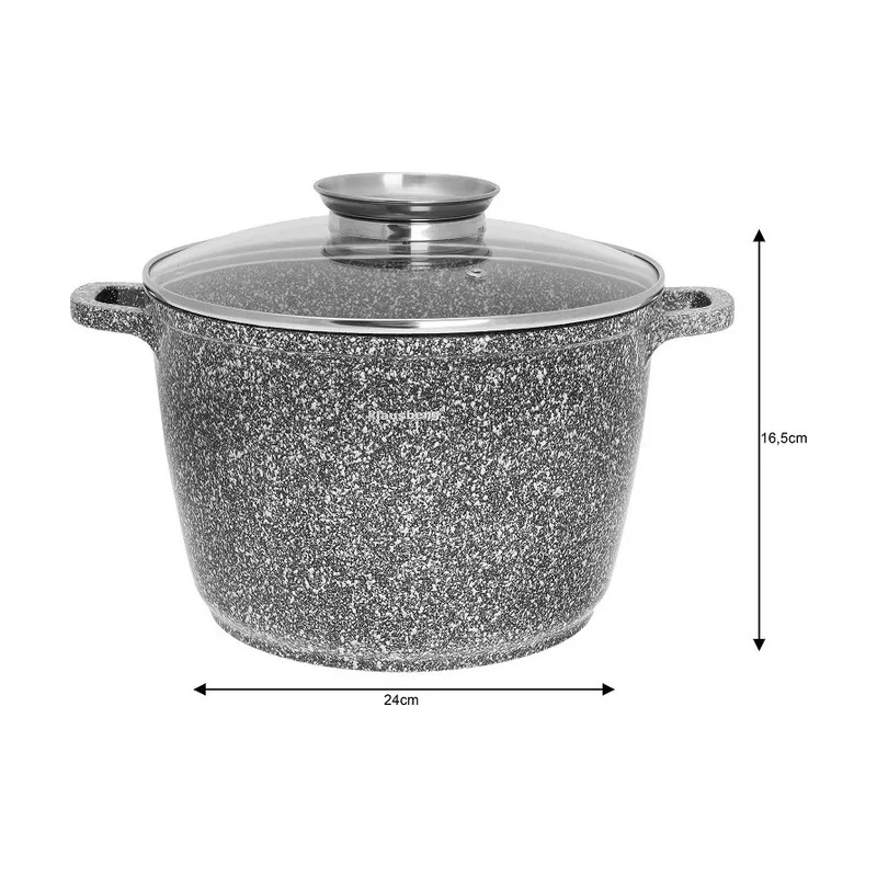 Garnek z pokrywką marmurek 24cm 6,2l stal szary