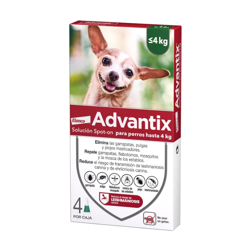 Advantix 0-4 kg 4 Pipetas Antiparasitarias para perros