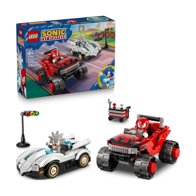 Sonic The Hedgehog Coche de Silver vs Monster Truck de Knuckles 77118