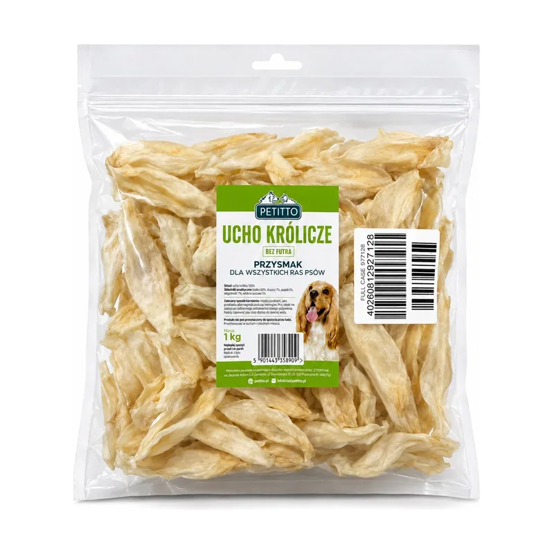 Ucho królicze bez futra 1 kg