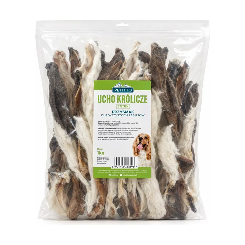 Ucho królicze z futrem 1 kg
