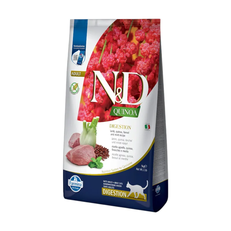 Farmina 5 kg N&D Quinoa Adult Digestion Pienso Cordero para gatos