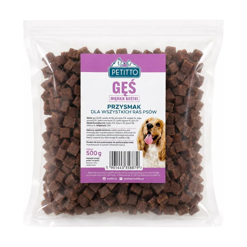 Wapienne kostki z gęsią dla psa 500g