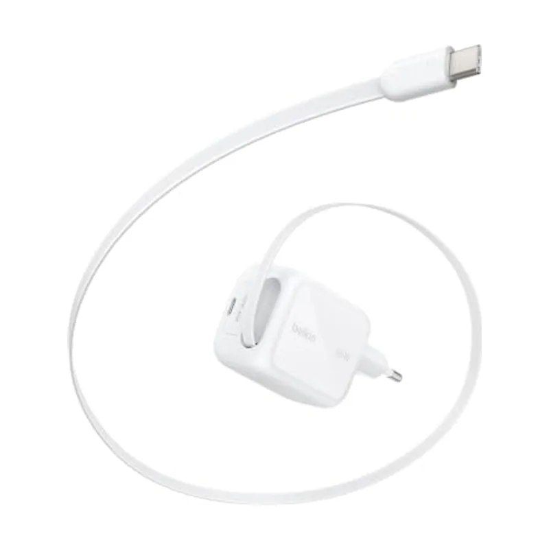UltraCharge Cargador USB C 45W con Cable USB C Retráctil de 0,8 m y Puerto USB Tipo C