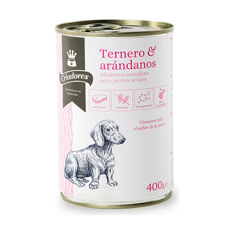 Criadores 400 g Senior Ternera y Arándanos lata