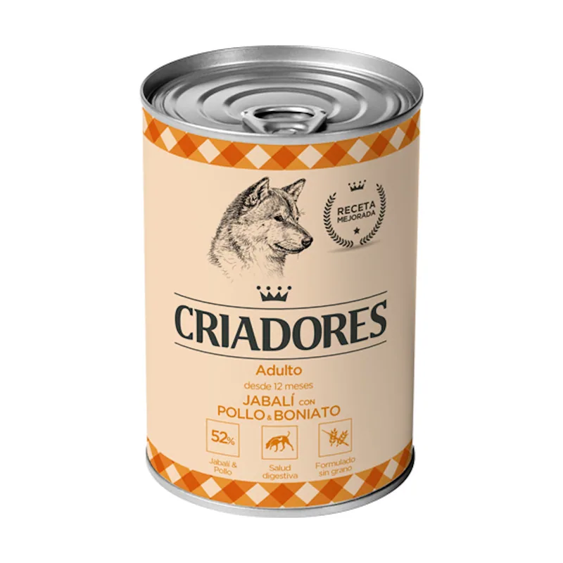 Criadores 400 g Jabalí con Pollo y Boniato lata