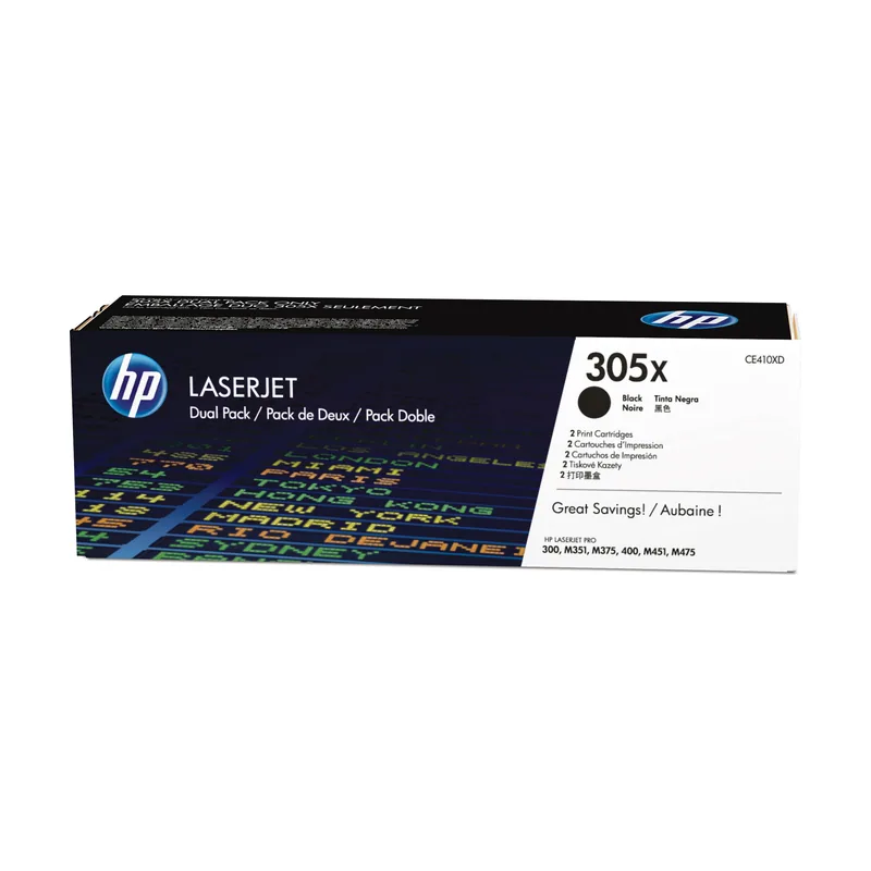 Pack de ahorro de 2 cartuchos de tóner LaserJet 305X de alta capacidad