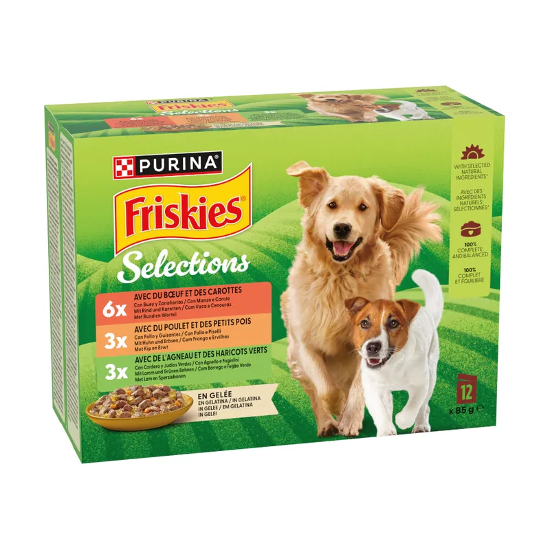 Friskies 12 sobres x 85 g Pollo y Cordero en Gelatina sobre