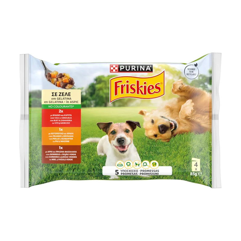Friskies 4 sobres x 85 g Pollo y Cordero en Gelatina sobre