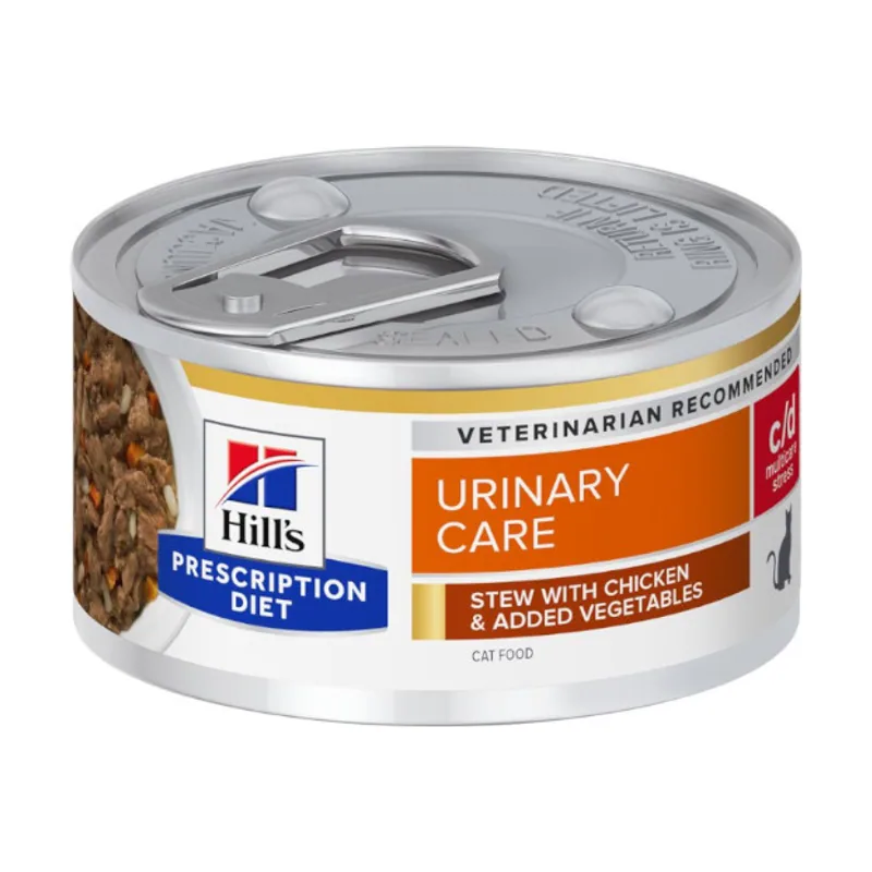 Hill's 82 g Presciption Diet Urinary Stress c/d Estofado de Pollo con Vegetales lata para gatos