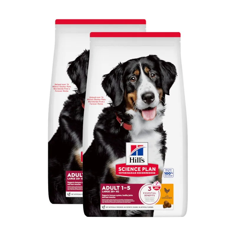 Hill's 2 x 18 kg 15 + 3 kg Science Plan Adult Large Pollo pienso