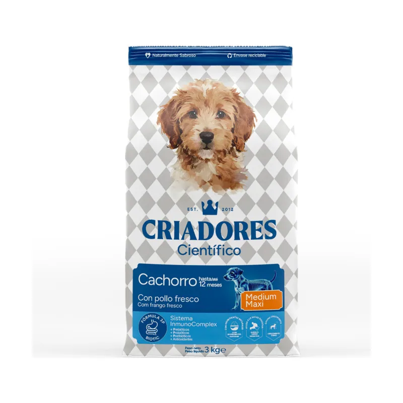 Criadores 3 kg Científico Medium Maxi Pienso Pollo para cachorros