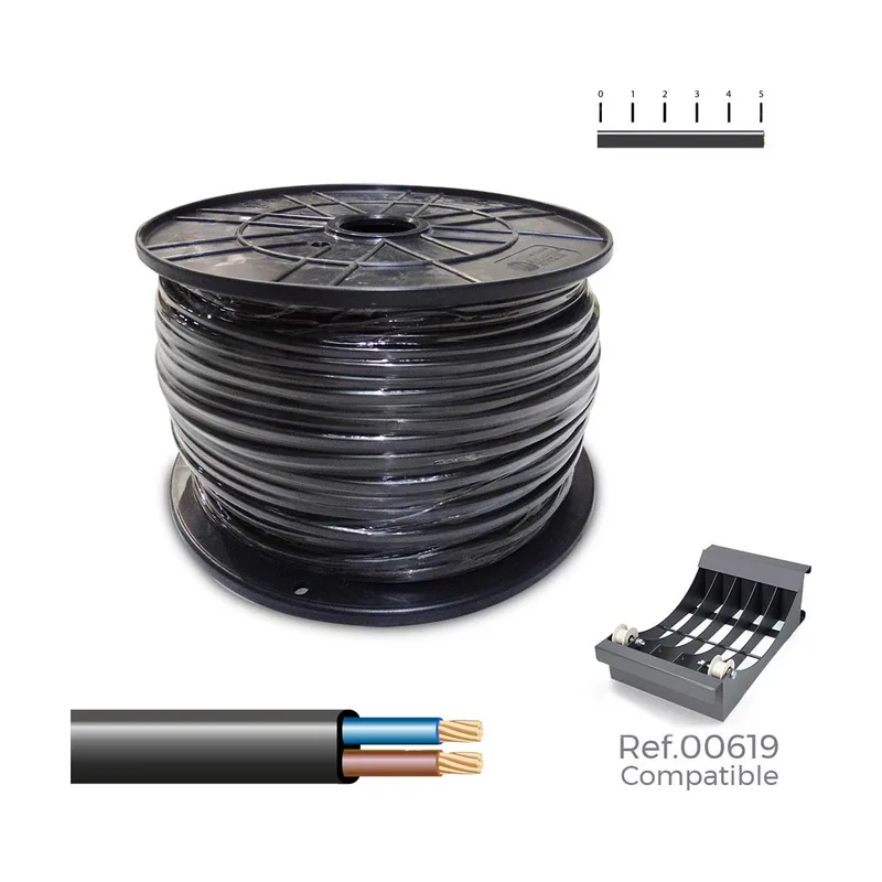 Cable Eléctrico Manguera Negro 2 x 0,75 mm 400 m h05vvh2-f Bobina