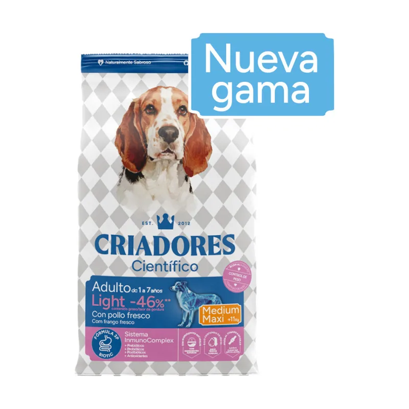 Criadores 2 x 3 kg Científico Light 46% contenido graso Adulto Medium-Maxi Pienso Pollo