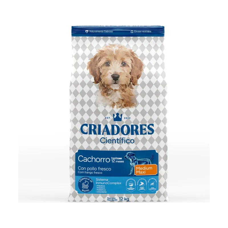 Criadores 12 kg Científico Medium Maxi Pienso Pollo para cachorros