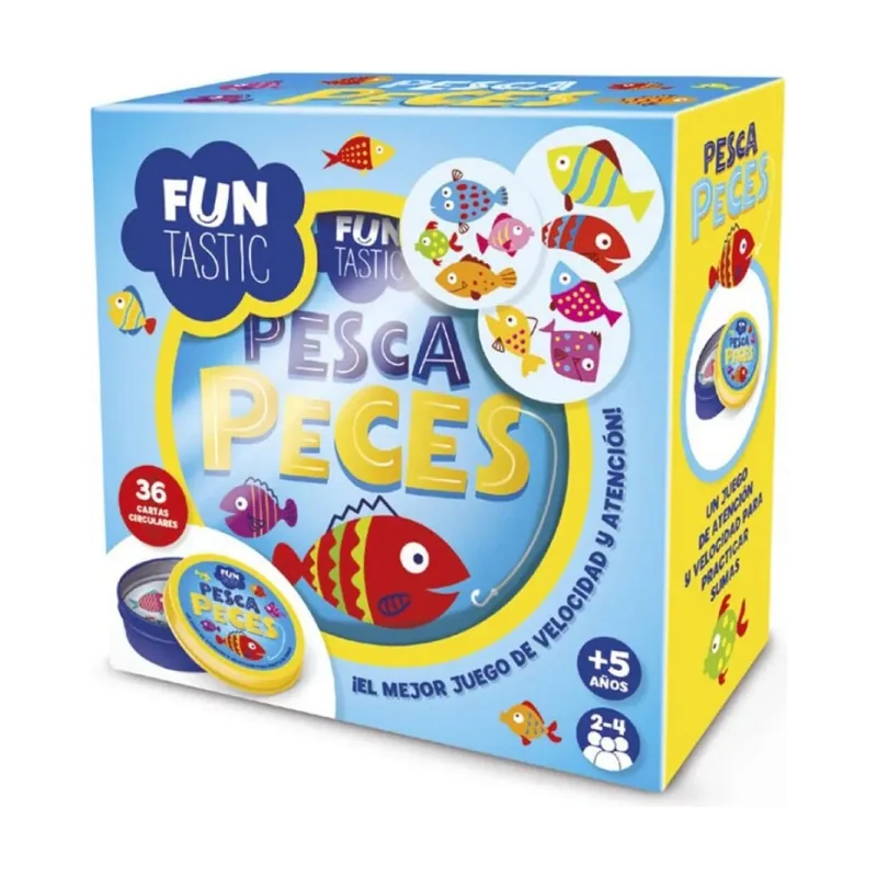Funtastic Juego de Cartas Redondas 'Pesca Peces' atención Velocidad para Practicar sumas
