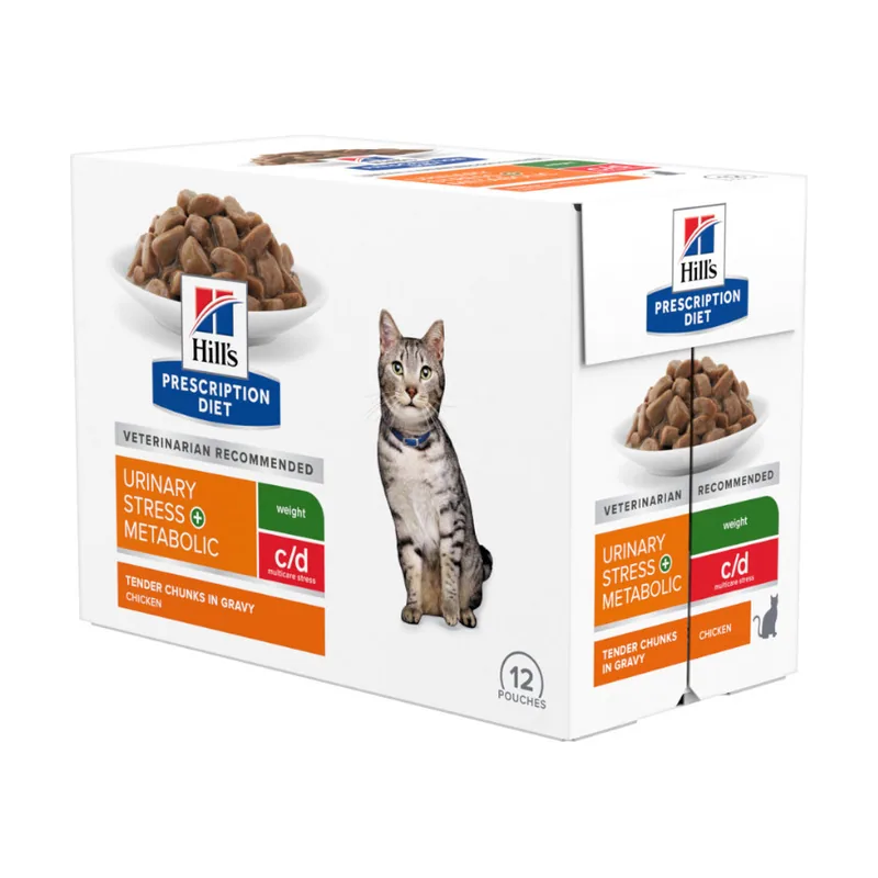 Hill's 12 sobres x 85 g Prescription Diet Urinary Stress + Metabolic Pollo sobre para gatos