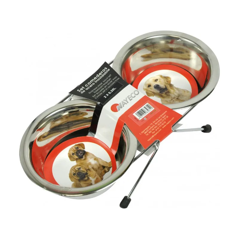 Nayeco comedero elevado doble de acero inoxidable para perros