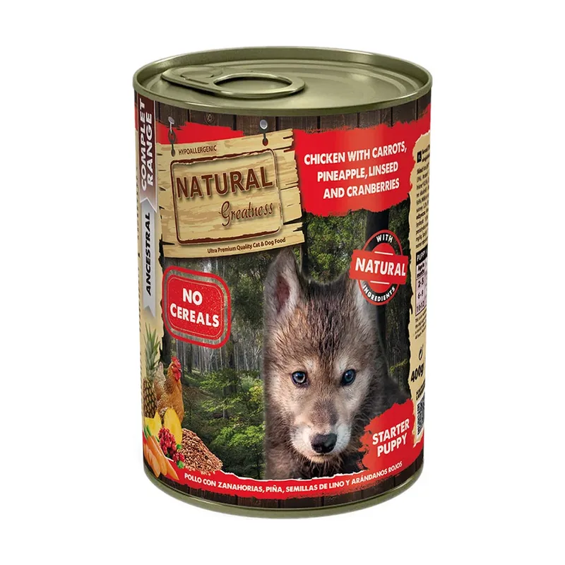 Natural Greatness 400 g Complet Range Ancestral Pollo con Zanahoria y Piña lata