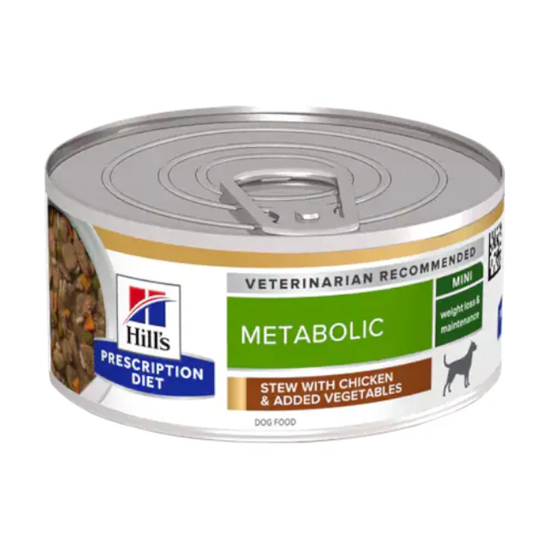Hill's 156 g Adult Mini Prescription Diet Metabolic Estofado de Pollo y Verduras para perros