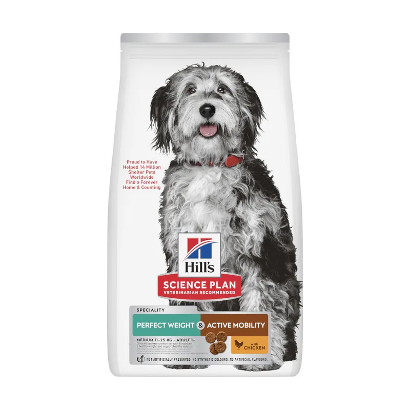 Hill's 2.5 kg Science Plan Perfect Weight y Active Mobility pollo pienso para perros medianos