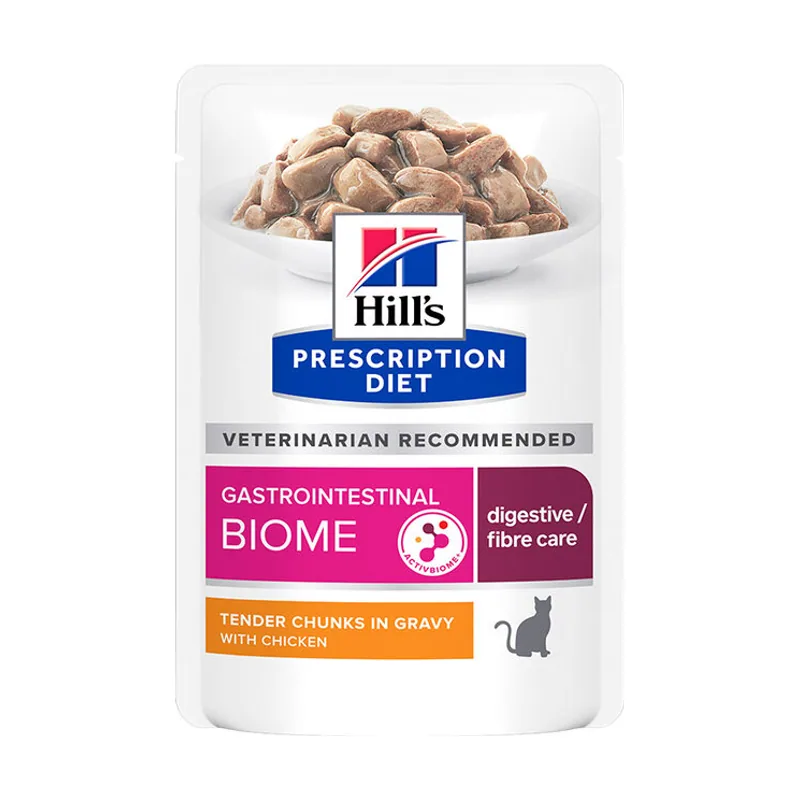 Hill's 24 sobres x 85 g Prescription Diet Feline GI Biome Digestive Care Pollo y Verduras Sobre en salsa ¡Pack ahorro!