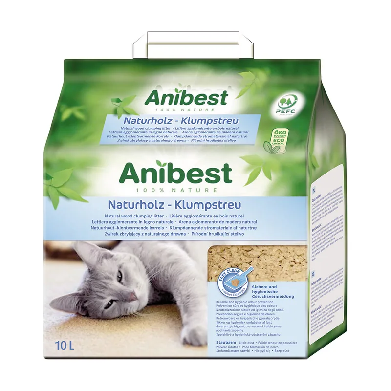 Arena de madera natural para gatos