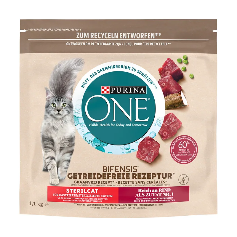 ONE Grain Free Gatos esterilizados vacuno