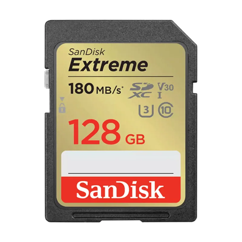 SanDisk Extreme 128GB Sdxc Memory Card + 1 Year Rescuepro Deluxe UP TO 180MB/S & 90MB/S READ/WRITE Speeds
