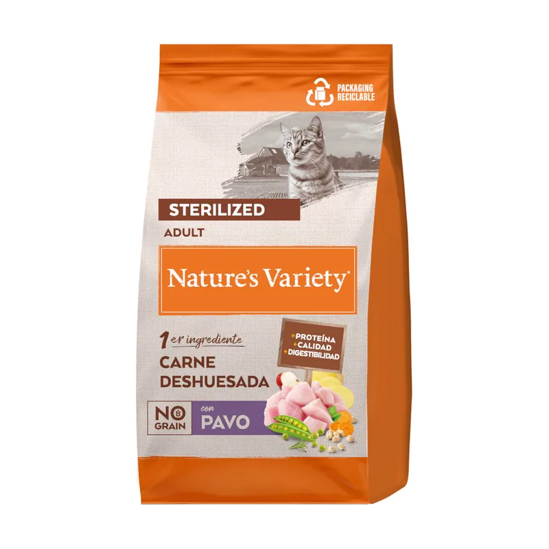 Nature's Variety 3 kg No Grain Adult Sterilized Pavo pienso para gatos