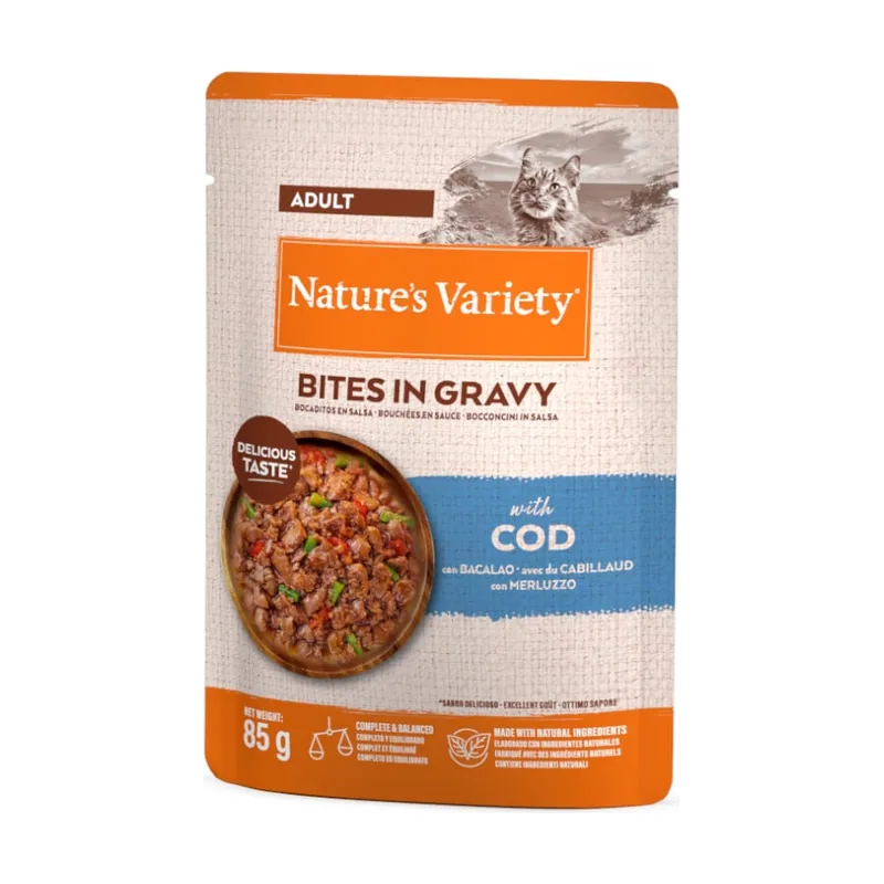 Nature's Variety 85 g Bocaditos de Bacalao en Salsa Sobre