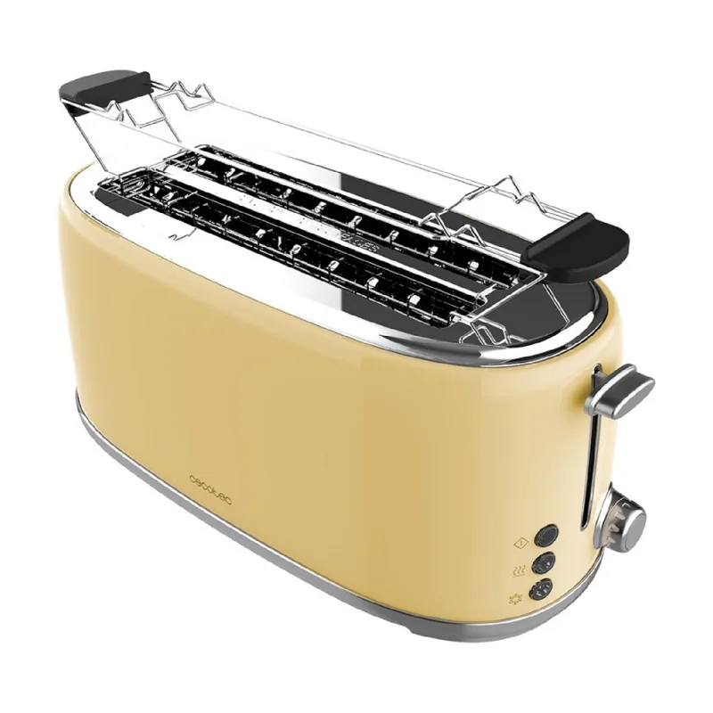 Acero con 2 ranuras anchas largas y con capacidad para 4 tostadas.