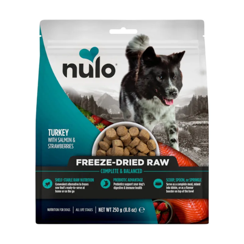 Nulo 250 g Freeze-Dried Raw Pavo con Salmón y Fresas Pienso