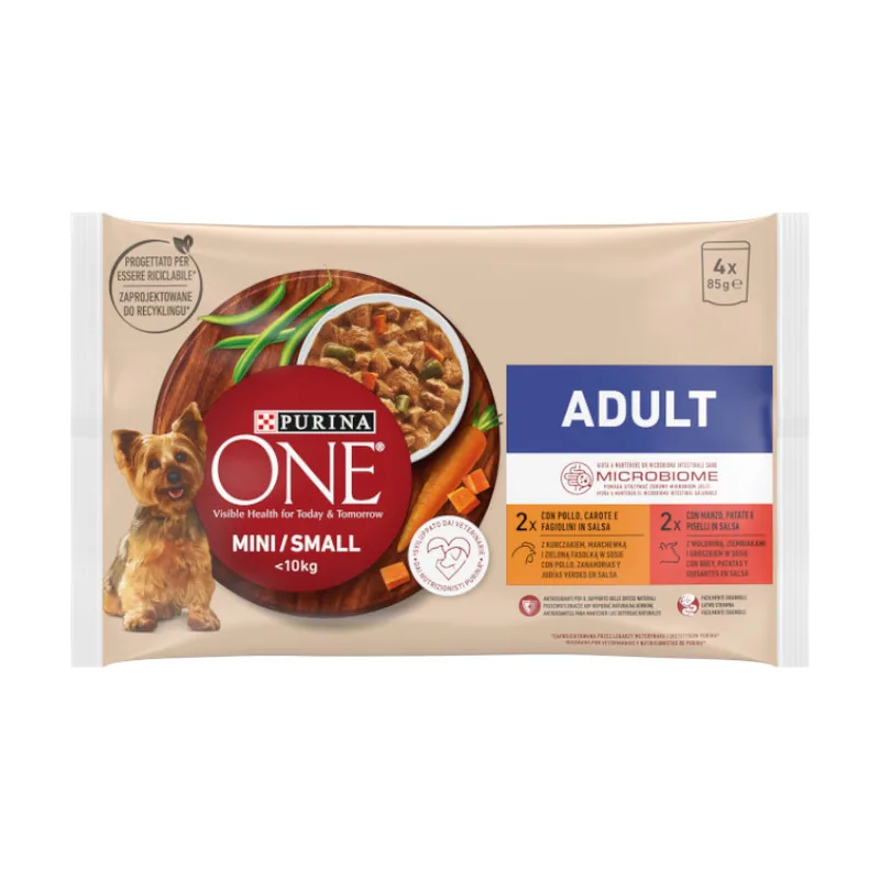 Purina 4 sobres x 85 g One Mini Adult Pollo y Buey sobres