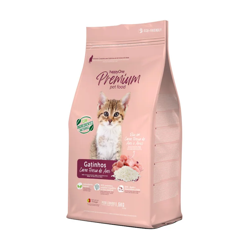 happyOne Premium Gatitos de Carne Fresca de Aves con Arroz pienso para gatito