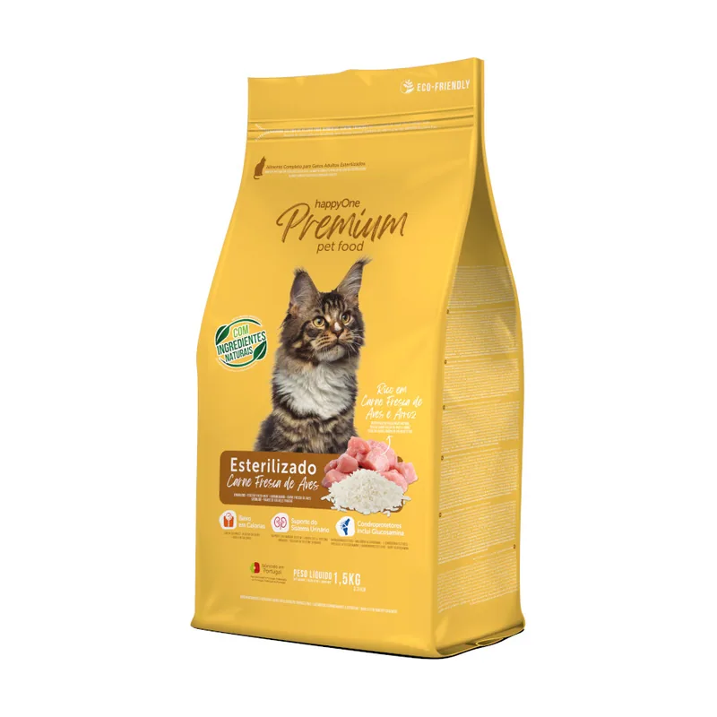happyOne Premium Esterilizado de Carne Fresca de Aves pienso